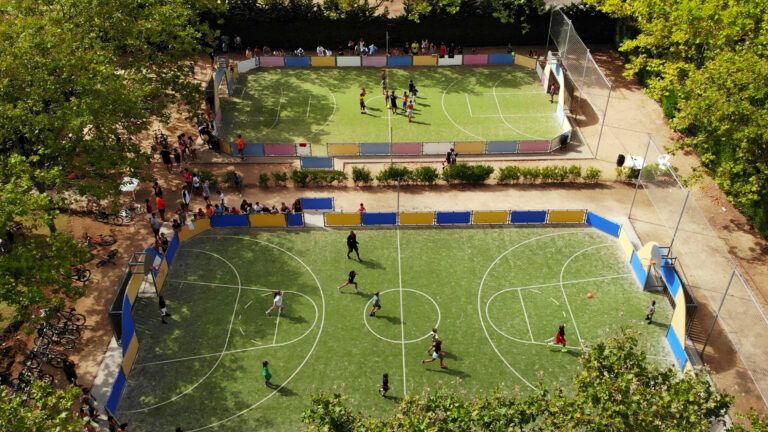 here you can see kids playing soccer