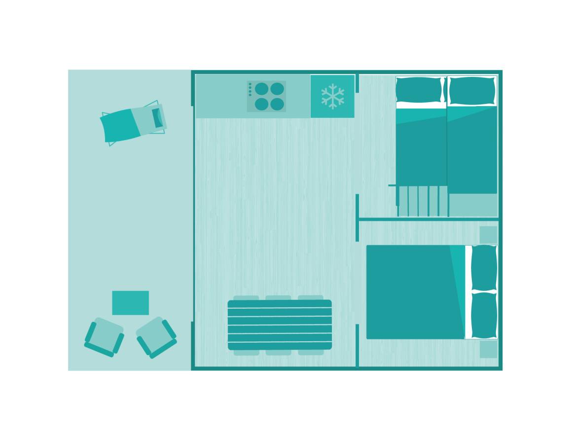 Kenia Lodge Tent 16 m² without bathroom: Accommodation floor plan